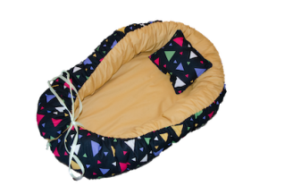 Protectie somn - Babynest, Babymat Handmade, model 75 cm x 40 cm, culoare negru-crem