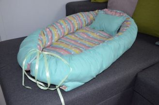 Protectie somn - Babynest, Babymat Handmade, model 75 cm x 40 cm, culoare albastru pal